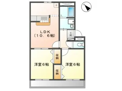 ロイヤルパインズB棟(2LDK/2階)の間取り写真