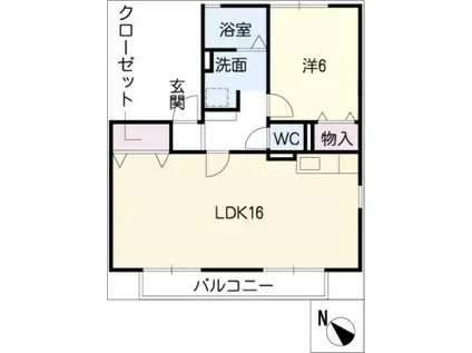 メゾン ソレイユ B棟(1LDK/2階)の間取り写真