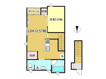 GRAN SHARME(1LDK/2階)の間取り写真