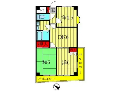 パークアベニュー(3DK/6階)の間取り写真