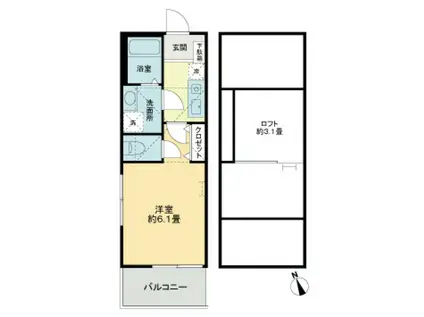 SKY飛田給(ワンルーム/2階)の間取り写真