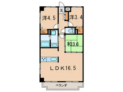 コスモリード学芸大学 (3LDK/1階)の間取り写真