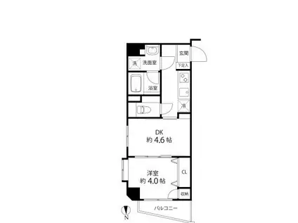 DUOSTAGE白金高輪(1DK/2階)の間取り写真