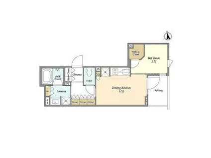 Mトリアノン(1DK/2階)の間取り写真