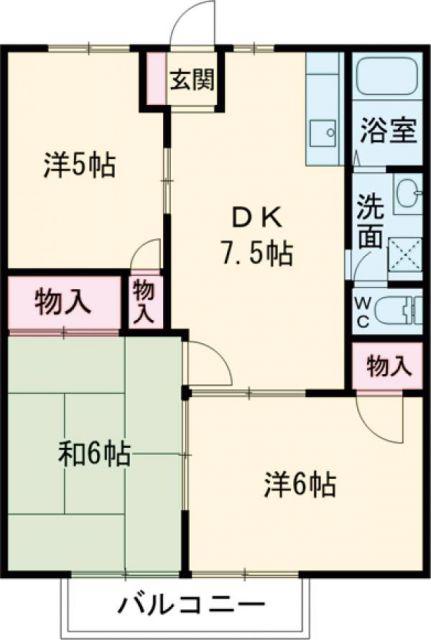 インパルス南台(3DK/2階)の間取り写真