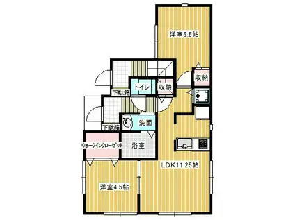 シャイン(2LDK/1階)の間取り写真