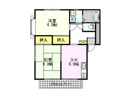 フルールなかのきA(2DK/2階)の間取り写真