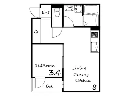 リブレメゾン曽根I(1LDK/2階)の間取り写真
