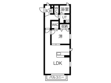 PROMENADE唐山(1LDK/1階)の間取り写真