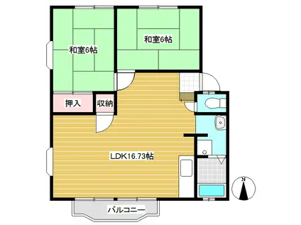 ハイツ駒草1(2LDK/2階)の間取り写真