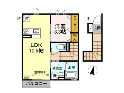 タカラコート(1LDK/2階)の間取り写真