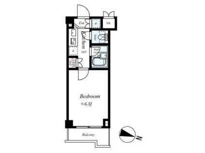 ルーブル中落合(1K/4階)の間取り写真