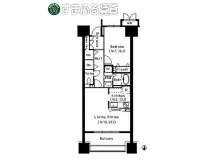 パークホームズ刈谷サザンゲートウエスト(1LDK/1階)の間取り写真
