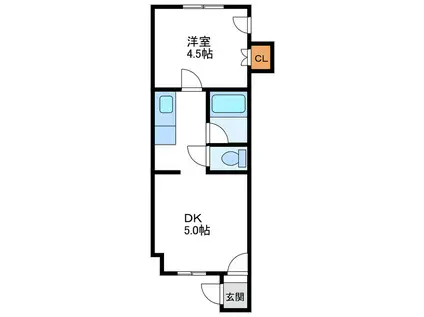 スカイハイツ(1DK/3階)の間取り写真
