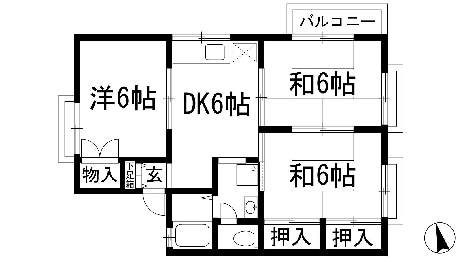 メゾンフレール(3DK/1階)の間取り写真