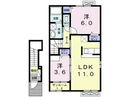 七つ星B(2LDK/2階)の間取り写真