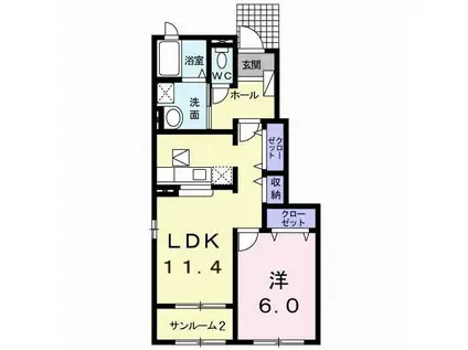LE・MERIDIAN(1LDK/1階)の間取り写真