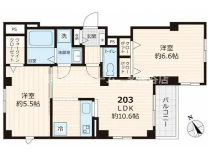 YUSHIMA KWD(2LDK/3階)の間取り写真