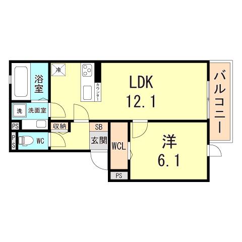 YKメゾン舞子台(1LDK/3階)の間取り写真
