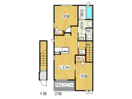 エスポワール忠興(2LDK/2階)の間取り写真