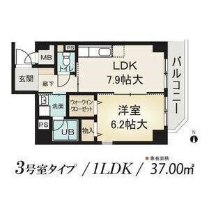 シャルム八田(1LDK/3階)の間取り写真