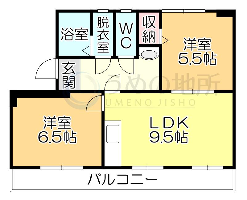 CONCERTO東合川I(2LDK/3階)の間取り写真