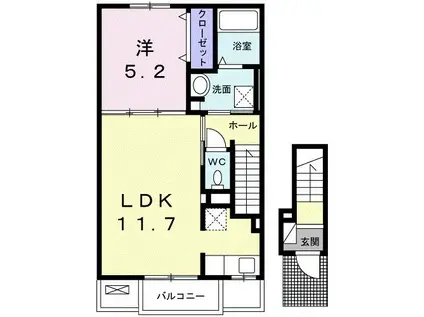 シエロ・ガーデン北島B(1LDK/2階)の間取り写真