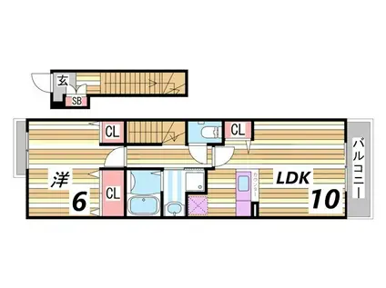 ワイズコンブリオIV(1LDK/2階)の間取り写真