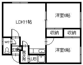 ニアルーム(2LDK/2階)の間取り写真