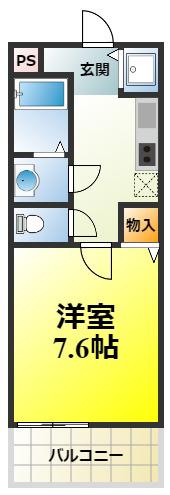ヴァンヴェール熊取(1K/1階)の間取り写真