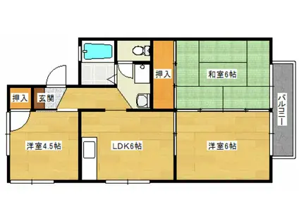 セジュール福島(3DK/1階)の間取り写真