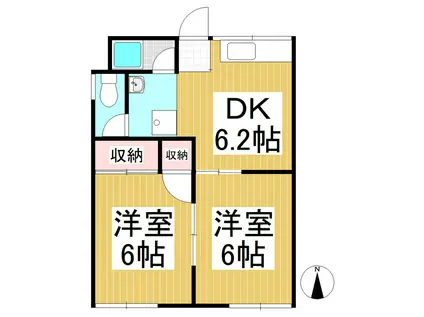 コーポ山辺(2DK/2階)の間取り写真