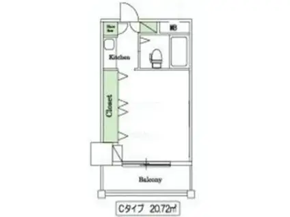 グリーンホーム東京(ワンルーム/12階)の間取り写真