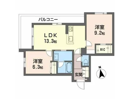 シャーメゾン 東雲 子育て支援(2LDK/3階)の間取り写真