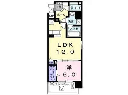 グラース滝井(1LDK/9階)の間取り写真