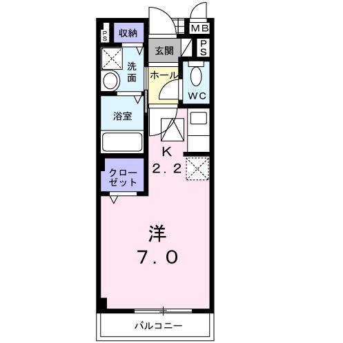 リフティー井上B(ワンルーム/1階)の間取り写真