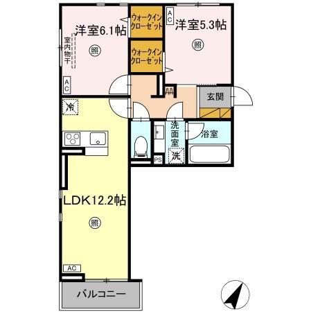 SERENVITA MATSUSHIRO(2LDK/3階)の間取り写真