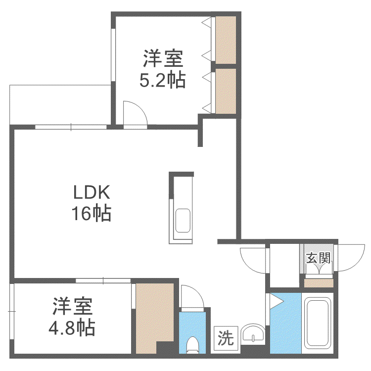LUMIERE KOTONI(2LDK/3階)の間取り写真