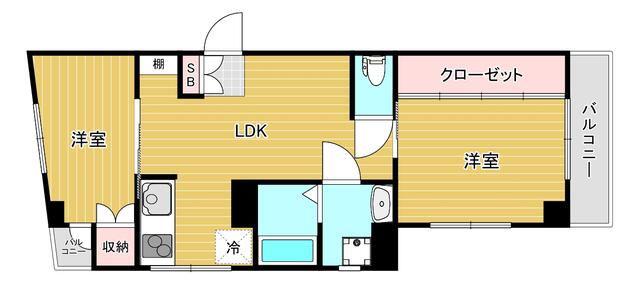黄金ビル(2LDK/5階)の間取り写真