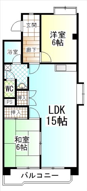 第3友愛マンション(2LDK/5階)の間取り写真