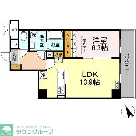 GRAND VILLAGE(1LDK/5階)の間取り写真