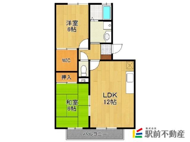 ロイヤルステージタウン鳥栖B(2LDK/2階)の間取り写真