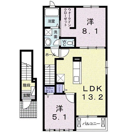 XXIII(2LDK/2階)の間取り写真