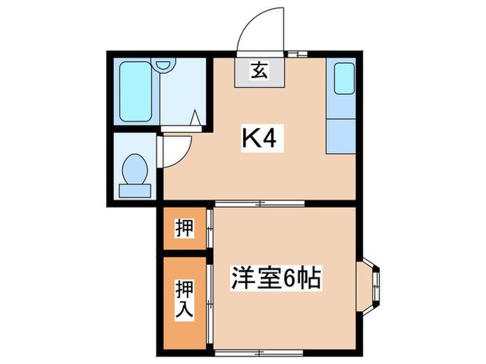 カーサ茅ヶ崎(1K/2階)の間取り写真