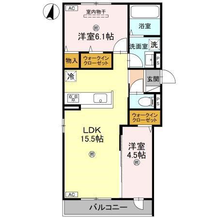 プライム金剛(2LDK/3階)の間取り写真