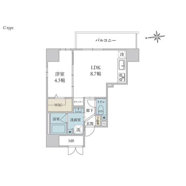 パティオ大手門(1LDK/6階)の間取り写真