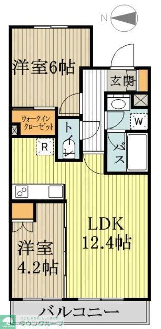 プライムメゾン武蔵野の杜(2LDK/1階)の間取り写真