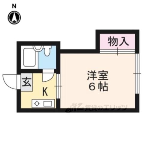 ドメーヌ上賀茂(1K/1階)の間取り写真