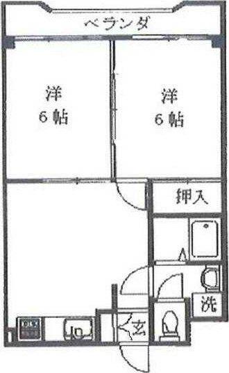 第三角柳マンション(2DK/2階)の間取り写真