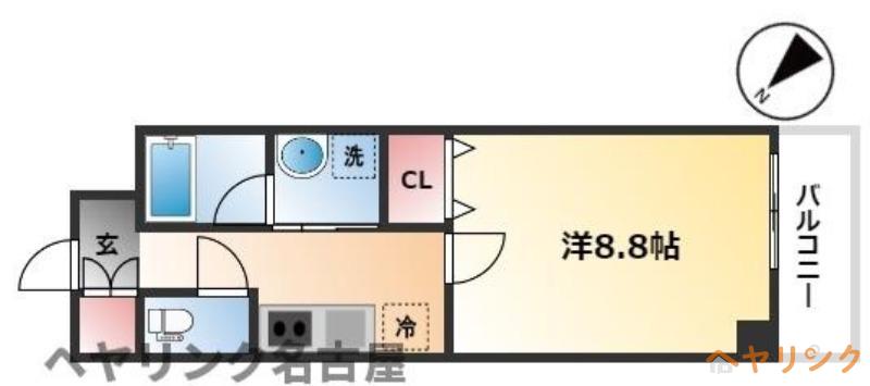 RIDGE大曾根(1K/8階)の間取り写真